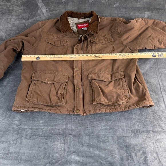 Wrangler Men's 3XL Sherpa Lined Canvas Jacket Barn Coat Brown Chore Utility - Picture 5 of 10